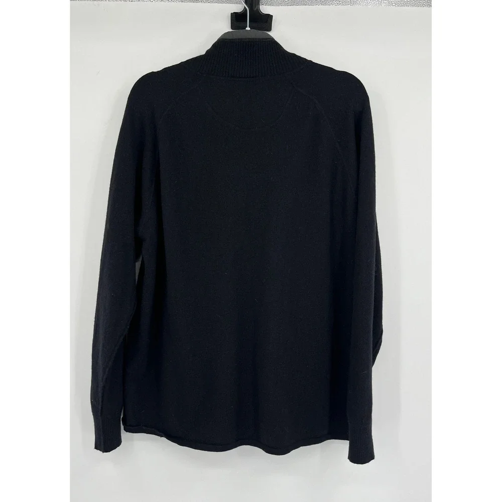 The North Face Mens Black Knit Quarter Zip Mock‎ Neck Sweater Pullover Logo L